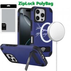 [PolyBag]  iPhone 16 Pro Max 6.9 inch Magnetic Heavy Duty Hybrid Case with Side Kick-Stand - Dark