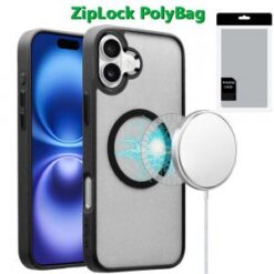 [PolyBag] For iPhone 16 Plus 6.7 inch Magnetic CLARITY Transparent Hybrid - Black
