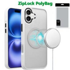 [PolyBag] For iPhone 16 Plus 6.7 inch Magnetic CLARITY Transparent Hybrid - White