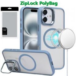 [PolyBag] For iPhone 16 Plus 6.7 inch Magnetic COOL with Camera STAND Hybrid - Blue