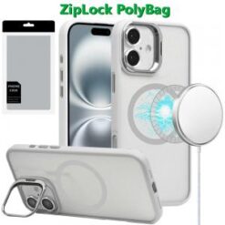 [PolyBag] For iPhone 16 Plus 6.7 inch Magnetic COOL with Camera STAND Hybrid - White