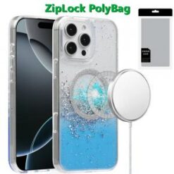 [PolyBag]  iPhone 16 Pro Max 6.9 inch Magnetic Glitter Epoxy Transparent Hybrid - Blue
