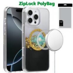 [PolyBag]  iPhone 16 Pro Max 6.9 inch Magnetic Glitter Epoxy Transparent Hybrid - Gold Black