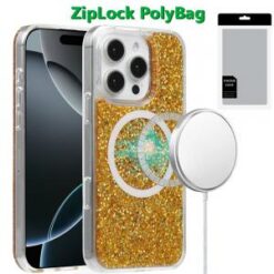 [PolyBag]  iPhone 16 Pro Max 6.9 inch Magnetic Glitter Epoxy Transparent Hybrid - Gold Glitter