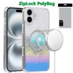 [PolyBag] For iPhone 16 Plus 6.7 inch Magnetic Glitter Epoxy Transparent Hybrid - Colorful
