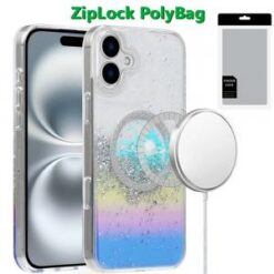 [PolyBag]  iPhone 16 6.1 inch Magnetic Glitter Epoxy Transparent Hybrid - Gold Glitter