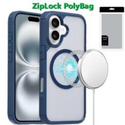 [PolyBag] For iPhone 16 Plus 6.7 inch Magnetic DEFENSE Transparent Hybrid - Blue