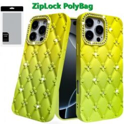 iPhone 16 Pro Max 6.9 Floral Joy Glitter Shimmer Leather Feel Thick TPU Case - Yellow/Green