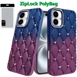 [PolyBag]  iPhone 16 6.1 inch Magnetic Ring Circle Bling Chrome 3in1 Hybrid Case - Clear