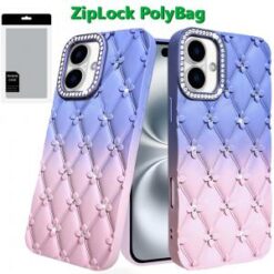 [PolyBag]  iPhone 16 6.1 inch Magnetic Ring Circle Bling Chrome 3in1 Hybrid Case - Pink