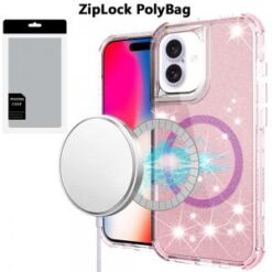 [PolyBag]  iPhone 16 6.1 inch Magnetic Ring Circle Camera Cap KickStand Hybrid UV Paint Matte Fin