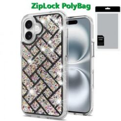 [PolyBag] For iPhone 16 Plus 6.7 inch Bling Hybrid Case Cover - A