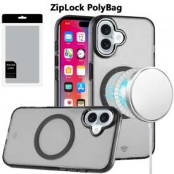 [PolyBag]  iPhone 16 6.1 inch Magnetic Circle Ring Transparent Premium Acrylic with Metal Buttons