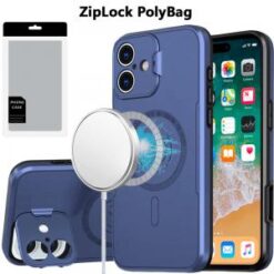 [PolyBag] For iPhone 16 Plus 6.7 inch Magnetic Ring Circle Camera Cap KickStand Hybrid UV Paint Matt