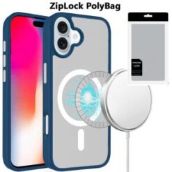 [PolyBag]  iPhone 16 6.1 inch Hoop Kickstand [Magnetic Circle] HD Transparent Chrome Hybrid - Bla