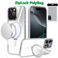 [PolyBag]  iPhone 16 Pro Max 6.9 inch Dazzle Magnetic Ring Stand Alloy Chrome Transparent Hybrid
