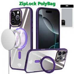 [PolyBag]  iPhone 16 Pro Max 6.9 inch Dazzle Magnetic Ring Stand Alloy Chrome Transparent Hybrid