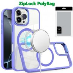 [PolyBag]  iPhone 16 Pro Max 6.9 inch Greatest Clear Acrylic Thick Metal Button Hybrid - Light Pu