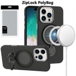 [PolyBag]  iPhone 16 Pro Max 6.9 inch Hoop Kickstand [Magnetic Circle] HD Transparent Chrome Hybr