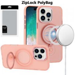 [PolyBag]  iPhone 16 Pro Max 6.9 inch Hoop Kickstand [Magnetic Circle] HD Transparent Chrome Hybr
