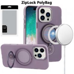 [PolyBag]  iPhone 16 Pro Max 6.9 inch Hoop Kickstand [Magnetic Circle] HD Transparent Chrome Hybr