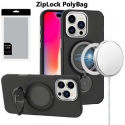 [PolyBag]  iPhone 16 Pro 6.3 inch Hoop Kickstand [Magnetic Circle] HD Transparent Chrome Hybrid -