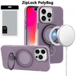 [PolyBag]  iPhone 16 Pro 6.3 inch Hoop Kickstand [Magnetic Circle] HD Transparent Chrome Hybrid -