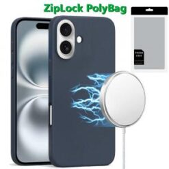 [PolyBag] For iPhone 16 Plus 6.7 inch PU Leather with inner [Magnetic Circle] Colored Metal Buttons