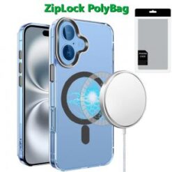 [PolyBag] For iPhone 16 Plus 6.7 inch Matching Clear Transparent Circle Design - Black