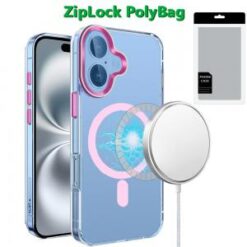 [PolyBag] For iPhone 16 Plus 6.7 inch Matching Clear Transparent Circle Design - Light Pink