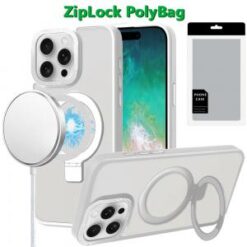 [PolyBag]  iPhone 16 Pro Max 6.9 inch Metal Chrome Kickstand [Magnetic Circle] Shockproof Matchin