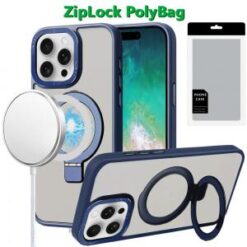 [PolyBag]  iPhone 16 Pro Max 6.9 inch Metal Chrome Kickstand [Magnetic Circle] Shockproof Matchin
