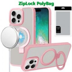 [PolyBag]  iPhone 16 Pro Max 6.9 inch Metal Chrome Kickstand [Magnetic Circle] Shockproof Matchin
