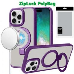 [PolyBag]  iPhone 16 Pro Max 6.9 inch Metal Chrome Kickstand [Magnetic Circle] Shockproof Matchin