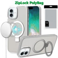 [PolyBag] For iPhone 16 Plus 6.7 inch Metal Chrome Kickstand [Magnetic Circle] Shockproof Matching C