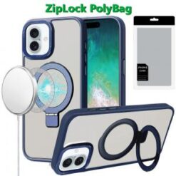 [PolyBag] For iPhone 16 Plus 6.7 inch Metal Chrome Kickstand [Magnetic Circle] Shockproof Matching C