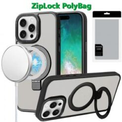 [PolyBag]  iPhone 16 Pro 6.3 inch Metal Chrome Kickstand [Magnetic Circle] Shockproof Matching Ca