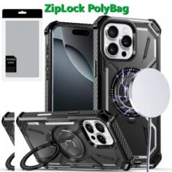 [PolyBag]  iPhone 16 Pro Max 6.9 inch Premium Circle [Magnetic Circle] KickKickstand - Black