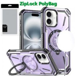 [PolyBag] For iPhone 16 Plus 6.7 inch Premium Circle [Magnetic Circle] KickKickstand - Light Purple