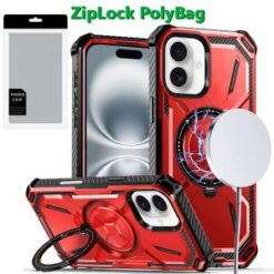 [PolyBag]  iPhone 16 6.1 inch Skin Touch Feel HQ [Magnetic Circle] Kickstand Hybrid - Blue