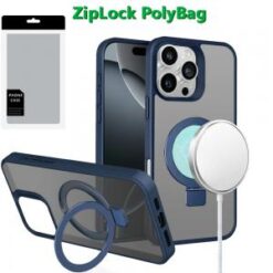 [PolyBag]  iPhone 16 Pro Max 6.9 inch Skin Touch Feel HQ [Magnetic Circle] Kickstand Hybrid - Blu