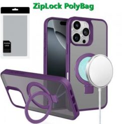 [PolyBag]  iPhone 16 Pro Max 6.9 inch Skin Touch Feel HQ [Magnetic Circle] Kickstand Hybrid - Pur