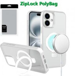 [PolyBag] For iPhone 16 Plus 6.7 inch Skin Touch Feel HQ [Magnetic Circle] Kickstand Hybrid - Matte
