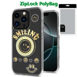 [PolyBag]  iPhone 16 Pro 6.3 inch Smiling Glitter Ornament Bling With Ring Stand Hybrid Case Cove