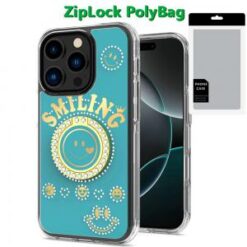 [PolyBag]  iPhone 16 Pro 6.3 inch Smiling Glitter Ornament Bling With Ring Stand Hybrid Case Cove