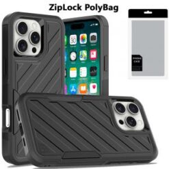 [PolyBag]  iPhone 16 Pro Max 6.9 inch Noble lined shockproof dual layer hybrid - Black/Black