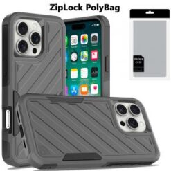 [PolyBag]  iPhone 16 Pro Max 6.9 inch Noble lined shockproof dual layer hybrid - Grey/Black