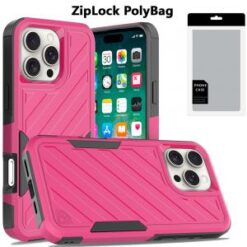 [PolyBag]  iPhone 16 Pro Max 6.9 inch Noble lined shockproof dual layer hybrid - Hot Pink/Black
