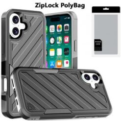 [PolyBag] For iPhone 16 Plus 6.7 inch Noble lined shockproof dual layer hybrid - Black/Grey