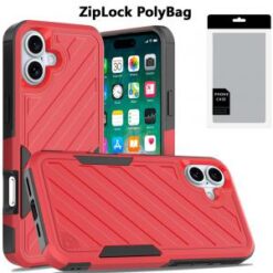 [PolyBag] For iPhone 16 Plus 6.7 inch Noble lined shockproof dual layer hybrid - Red/Black